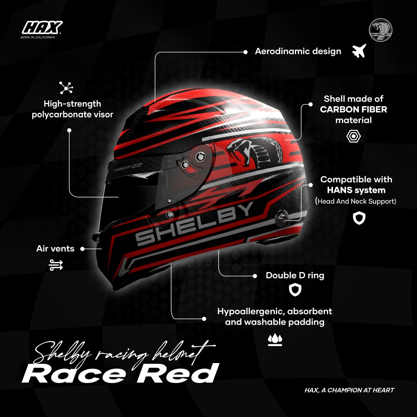 SHELBY RACING HELMETS | RACED RED
