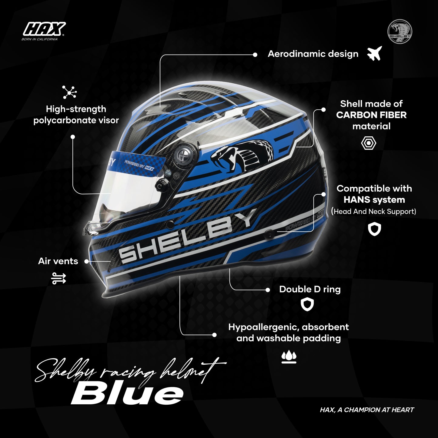 SHELBY RACING HELMETS | BLUE