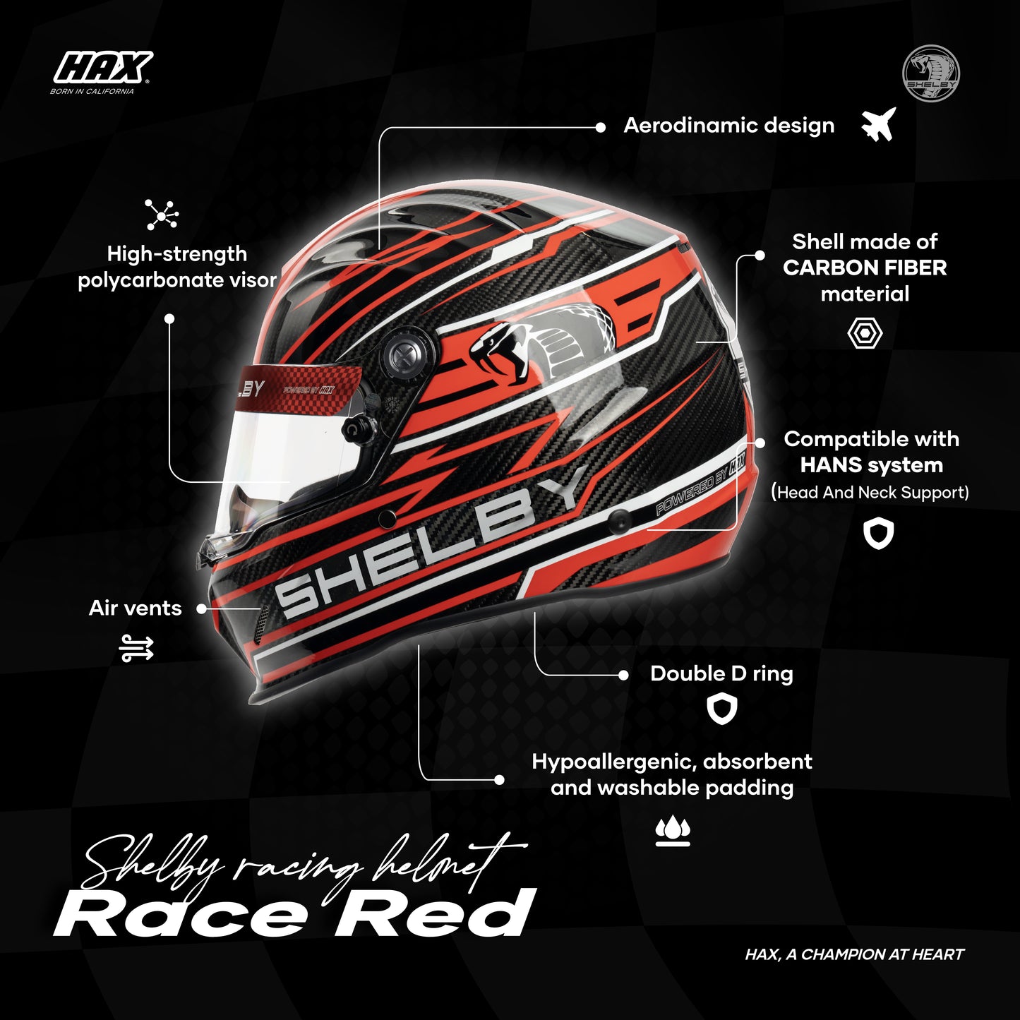 SHELBY RACING HELMETS | RACED RED
