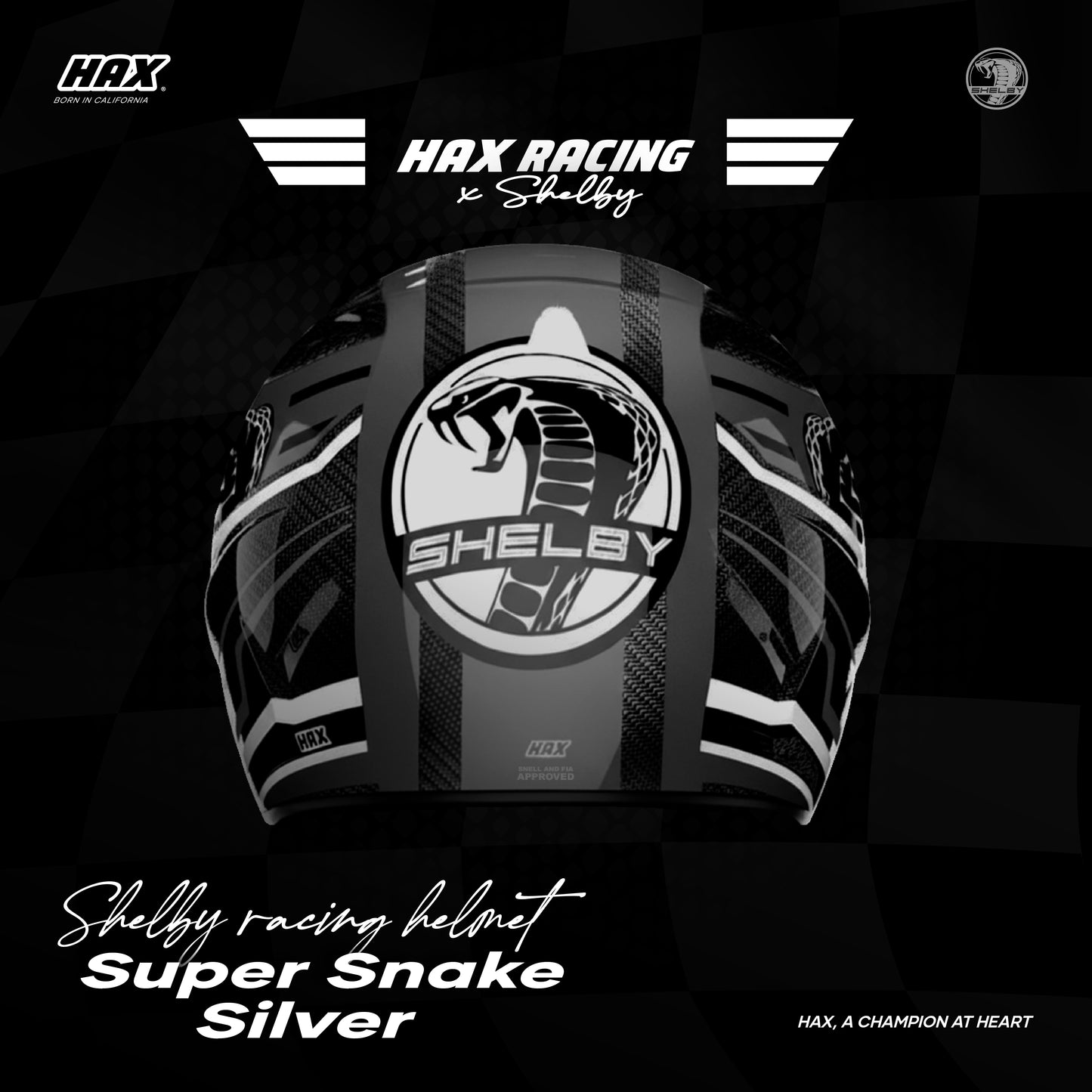 SHELBY RACING HELMETS MATTE FINISH | SUPER SNAKE SILVER